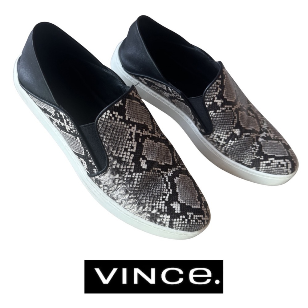 Vince Women's Black Brown & Tan Snake Print Sneakers 7.5M EUC tennis shoes - Picture 3 of 9